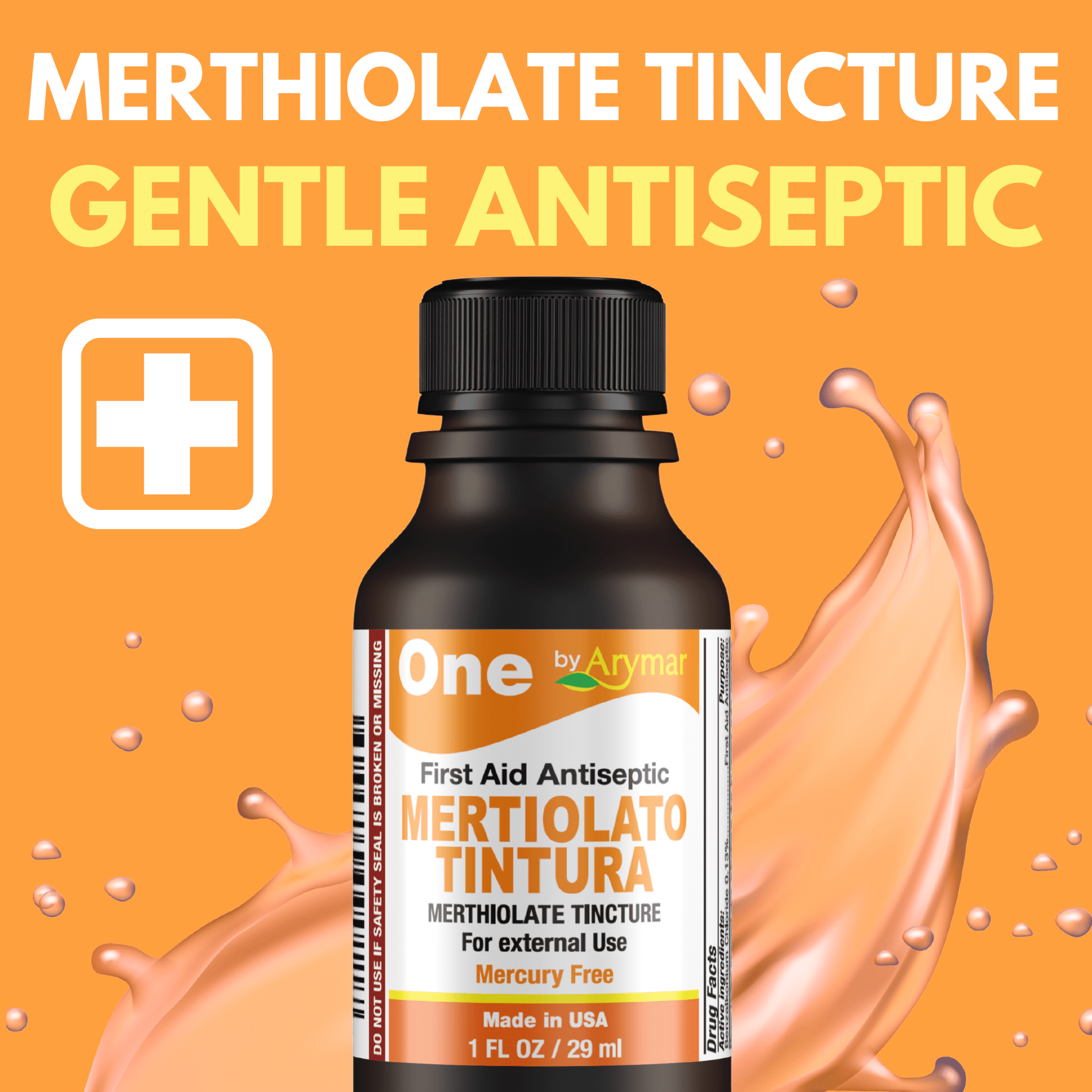 Arymar Mertiolato Tintura  First Aid Antiseptic for Wounds, 1 fl oz (2-Pack)