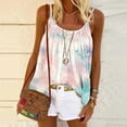 thumbnail image 2 of up to 60% off Gifts Usmixi Womens Tank Tops Beach Fashion Loose Flowy Pleated Spaghetti Strap Shirts Summer Trendy Tie-Dye Round Neck Sleeveless Shirts Blouse Pink XXL, 2 of 5
