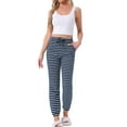 thumbnail image 2 of INSPIRE CHIC Women's Cotton Pajamas Pants Drawstring Elastic Waist Striped Lounge Yoga Bottoms with Pockets S Navy Stripe, 2 of 5