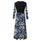 thumbnail image 4 of Vestido de patchwork con cuello redondo y manga larga estampado a la moda para mujer Pompotops  hdfakjf4767, 4 of 5