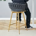 thumbnail image 4 of Jopath Two-piece rotating swivel chair, Dark gray cotton and linen soft seat, golden metal legs, rust-proof and wear-resistant, suitable for restaurant/bar high tables, lightweight single unit, 4 of 11