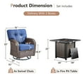 thumbnail image 2 of Gymojoy Outdoor 5-Piece Outdoor Conversation Set with 5 inch Thick Swivel Glider Chairs and 30 Inch Propane Square Fire Pit Table, Wicker Deep Seat Patio Swivel Rocking Chair Set for Balcony Deck, 2 of 9