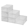 thumbnail image 3 of Ktaxon 6 PCS DIY Multipurpose Shoe Storage Boxes and Bins Container Toy Boxes Organizer White with Clear Lid for Closet Entryway Kitchen Home, Foldable Stackable, Soft Plastic, 3 of 10