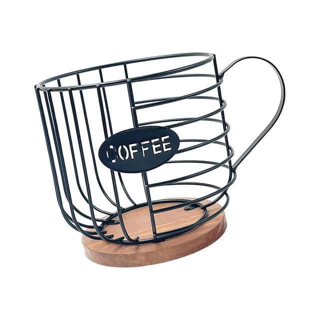 veasfak Coffee Capsule Holder Coffee Capsule Container Cup Organizer Wire Coffee Capsule black with letters