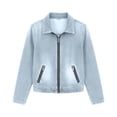 thumbnail image 4 of Edvintorg Denim Jacket for Women Fashion Long Sleeve Casual Loose Zip Up Jean Coat with Pockets Clothes for Women Light Blue L, 4 of 7