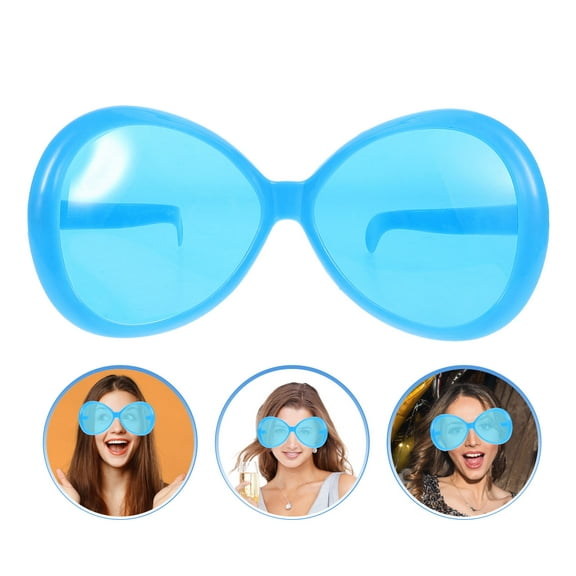 STRANDCHIC Hawaiian Party Sunglasses Sky Blue Oversized Tropical Glasses for Fun Photo Props