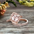 thumbnail image 3 of Trio Set 10k Rose Gold 2 Carat Morganite Wedding Set Engagement Ring Antique Stacking Matching Band Art Deco, 3 of 6