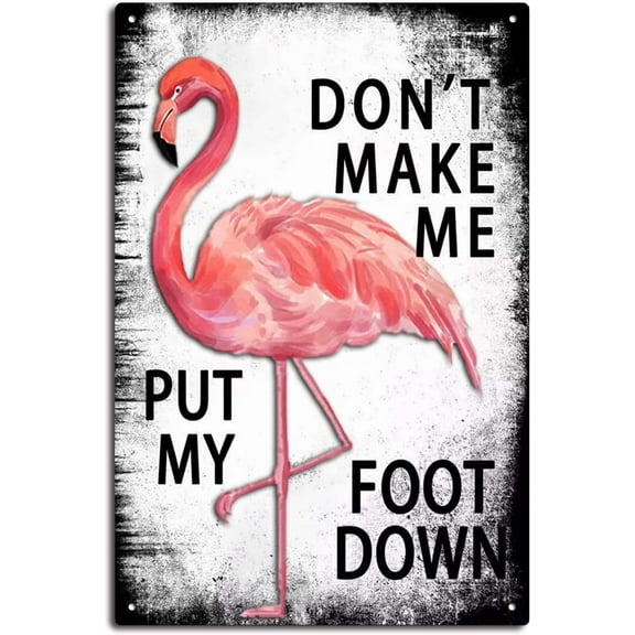 Flamingo Sign, Funny Retro Metal Tin Sign Pink Flamingo Gifts for Women Adults, Outdoor Flamingo Home and Office Wall Decor Plaque 8×6 inches