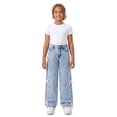 thumbnail image 7 of FEDPOP Girls Wide Leg Baggy Jeans, High Waisted Denim Pants with Pockets, Casual Y2K Loose Trousers for Kids, Blue, 8-14Y, 7 of 7