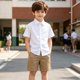 thumbnail image 4 of Odeerbi Niños 2 Piezas Caballero Traje Formal Preppy Vestido de Manga Corta Camisa y Traje Pantalones Cortos Conjunto de Uniforme Escolar, 4 of 9