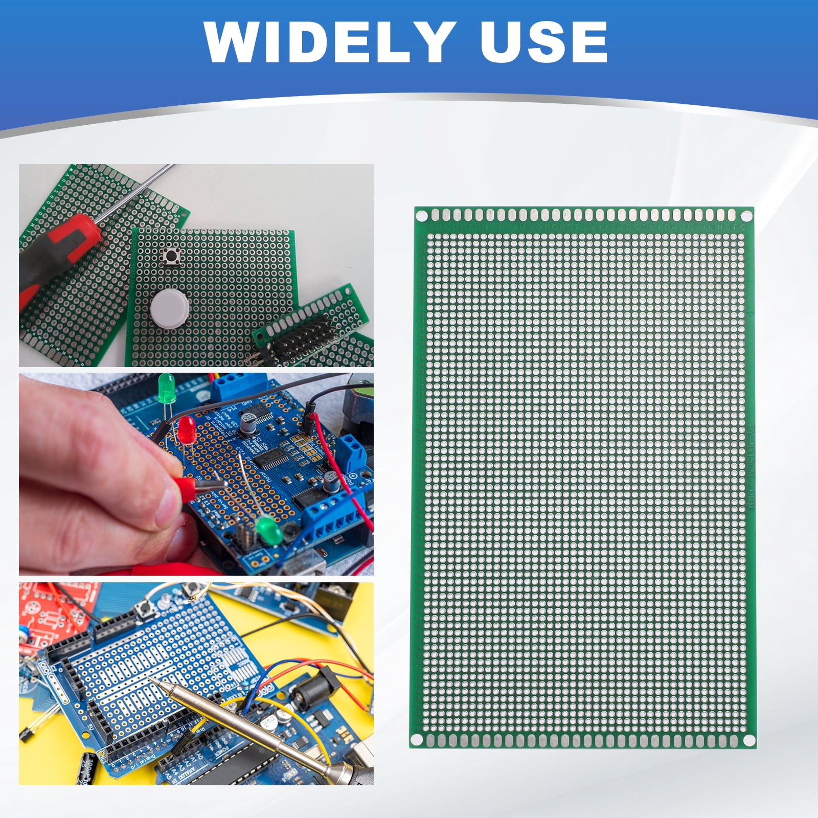 Uxcell 4Pcs Breadboard Solderable 150mm x 90mm Green Circuit PCB Boards Double Sided Tin-Plated PCB Prototype Board for Electronics Prototyping, DIY Circuits Projects