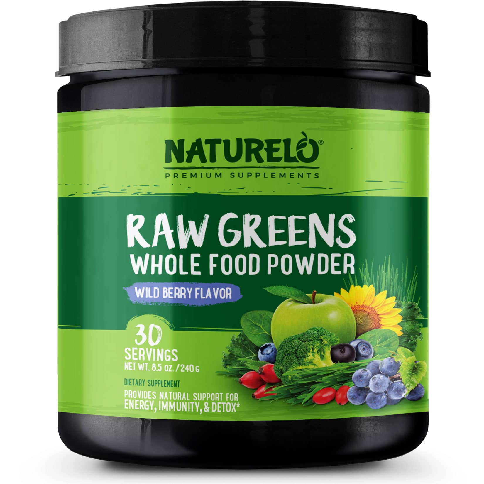 Raw Greens Superfood Powder with Organic Spirulina & Wheat Grass