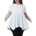 thumbnail image 1 of Tops de túnica de mujer plus size Agnes Orinda, camiseta de punto de verano con cuello redondo, suelta y fluida, de manga corta, blusa casual 4X blanca pálida, 1 of 6