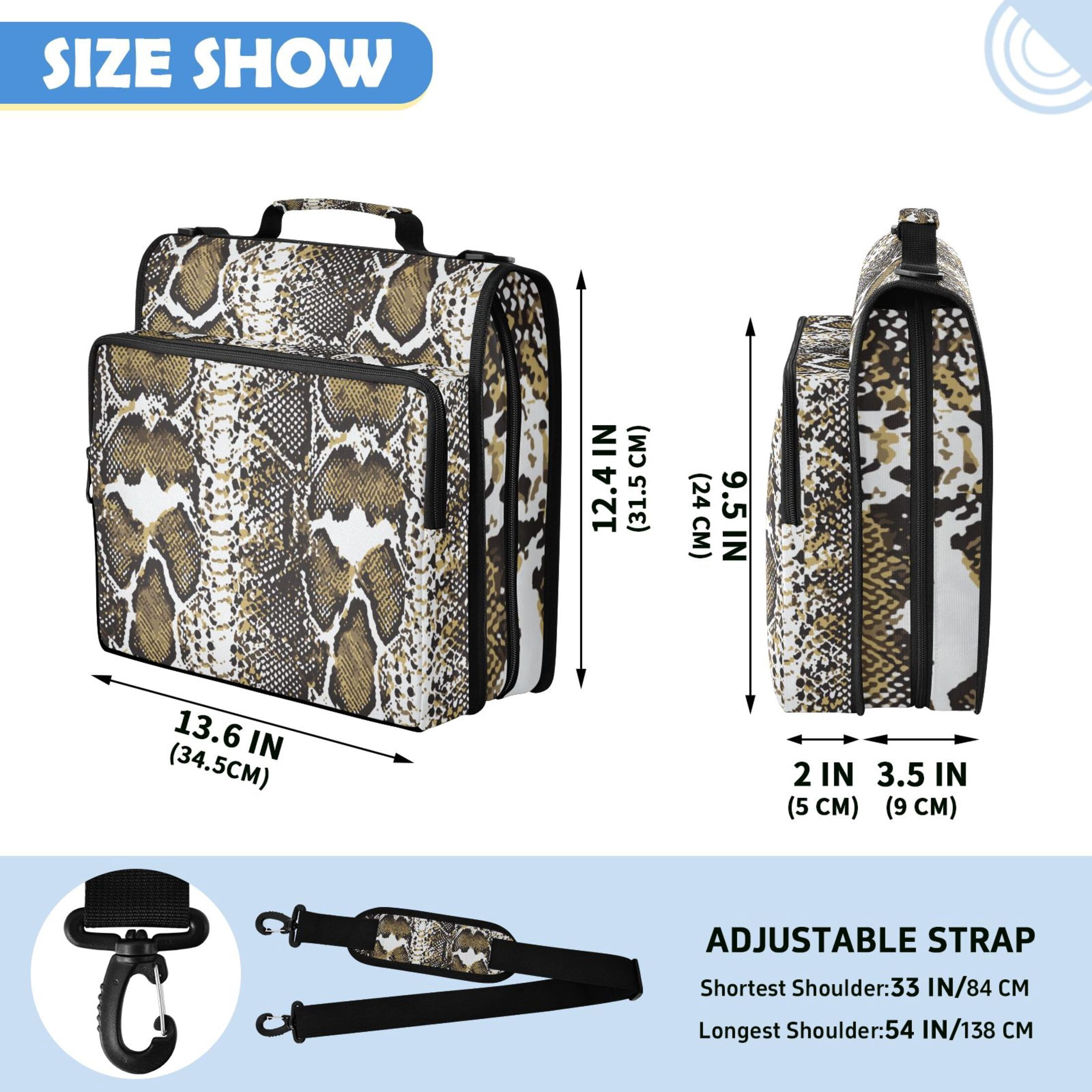 ALAZA Zipper Binder Snake Pattern 2 inch 3 Ring 500 Sheet Capacity Trapper Keeper File Folder Organizer Bag