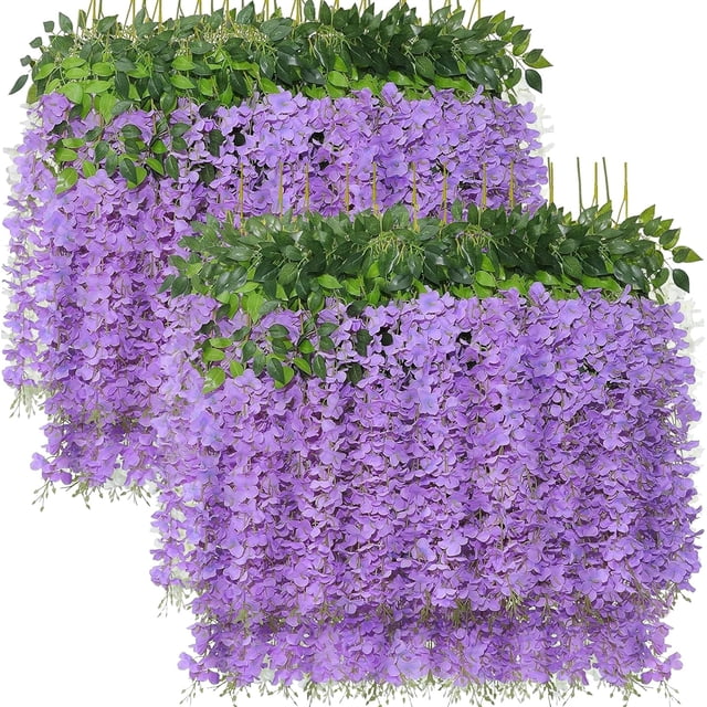 24 Piezas Artificiales Flores Wisteria, Guirnalda De Flores Artificiales Decoracion Blancas para Pared, Boda, Jardín, Fiesta, Hogar, Exterior Decorar Arco