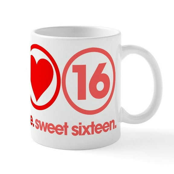 CafePress - Peace,Love, Sweet Sixteen - 11 oz Ceramic Mug - Novelty Coffee Tea Cup