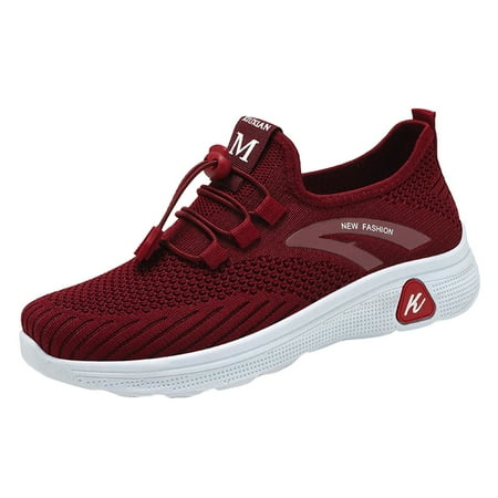 MPEPU Shoes for Women Autumn Sports Flat Non Slip Slip On Breathable Solid Color Sneakers