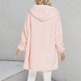 thumbnail image 5 of Kaemgyyd Women's Plush Bathrobe Fashion Color Block Oversized Hooded Housecoat Winter Warm Full Zip Sherpa Fleece Loungewear, 5 of 7