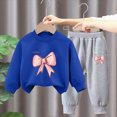 thumbnail image 2 of NOLDARES Toddler Girl Baby Outfits Clothing Long Sleeve Soft Tee + Joggers 2 Piece Clothes Set Cute for School(Blue,4-5 Y), 2 of 5
