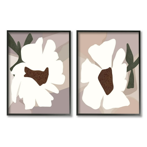 Stupell Industries Abstract White Daisies Botanical & Floral Painting Black Framed Art Print Wall Art, 11 x 14