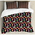 thumbnail image 1 of Alien Duvet Cover Set Queen Size, Abstract Beings with Cute Facial Expressions Crying Laughing Happy Colorful Stars, Decorative 3 Piece Bedding Set with 2 Pillow Shams, Multicolor, by Ambesonne, 1 of 3