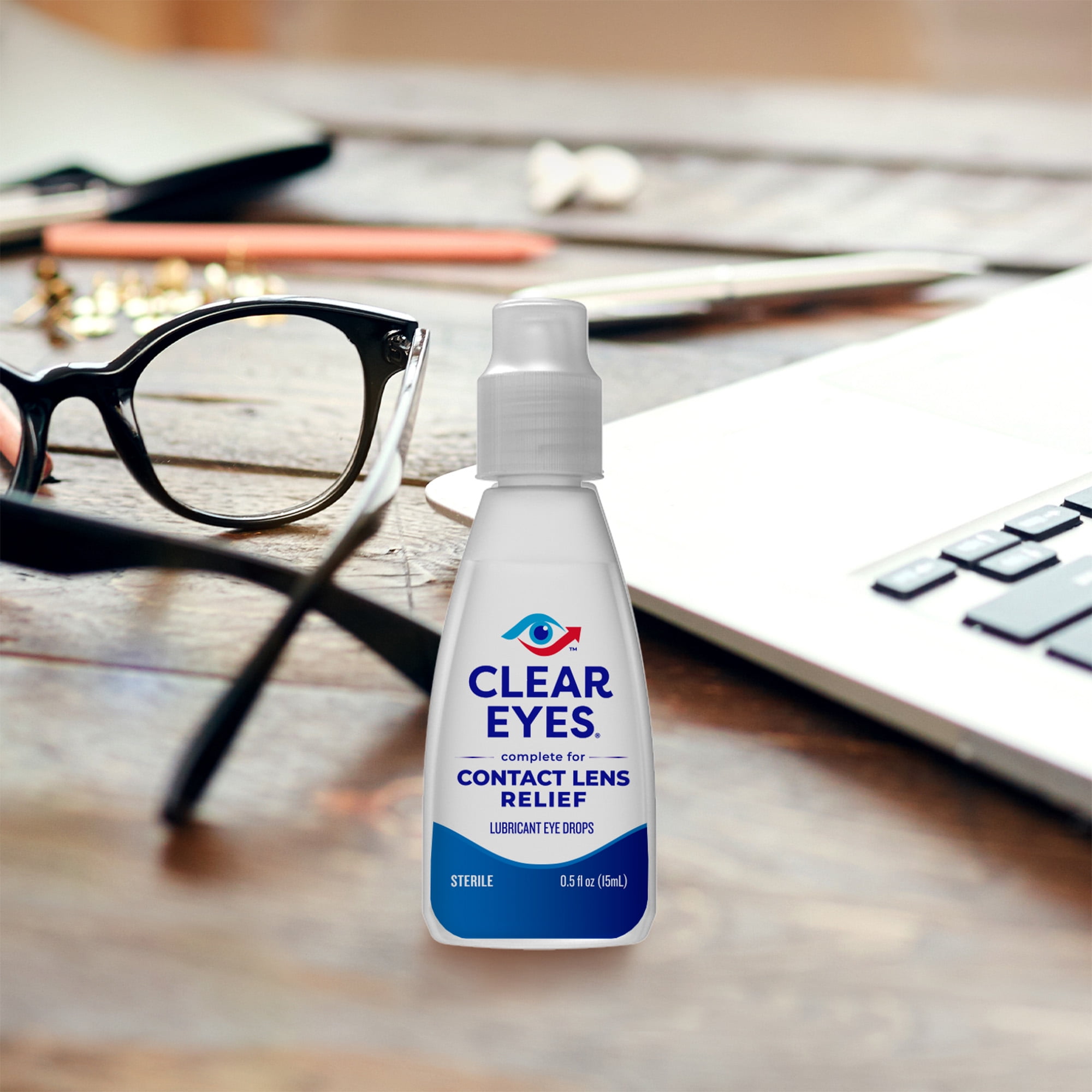 Clear Eyes Contact Lens Relief Lubricant Eye Drops, 0.5 fl oz