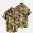 thumbnail image 4 of Brnmxoke Mens Short Sleeve Hawaiian Tshirt World Map Print Button Up Tee Shirt Casual Bowling Shirt Lapel Beach Pocket Top, 4 of 6