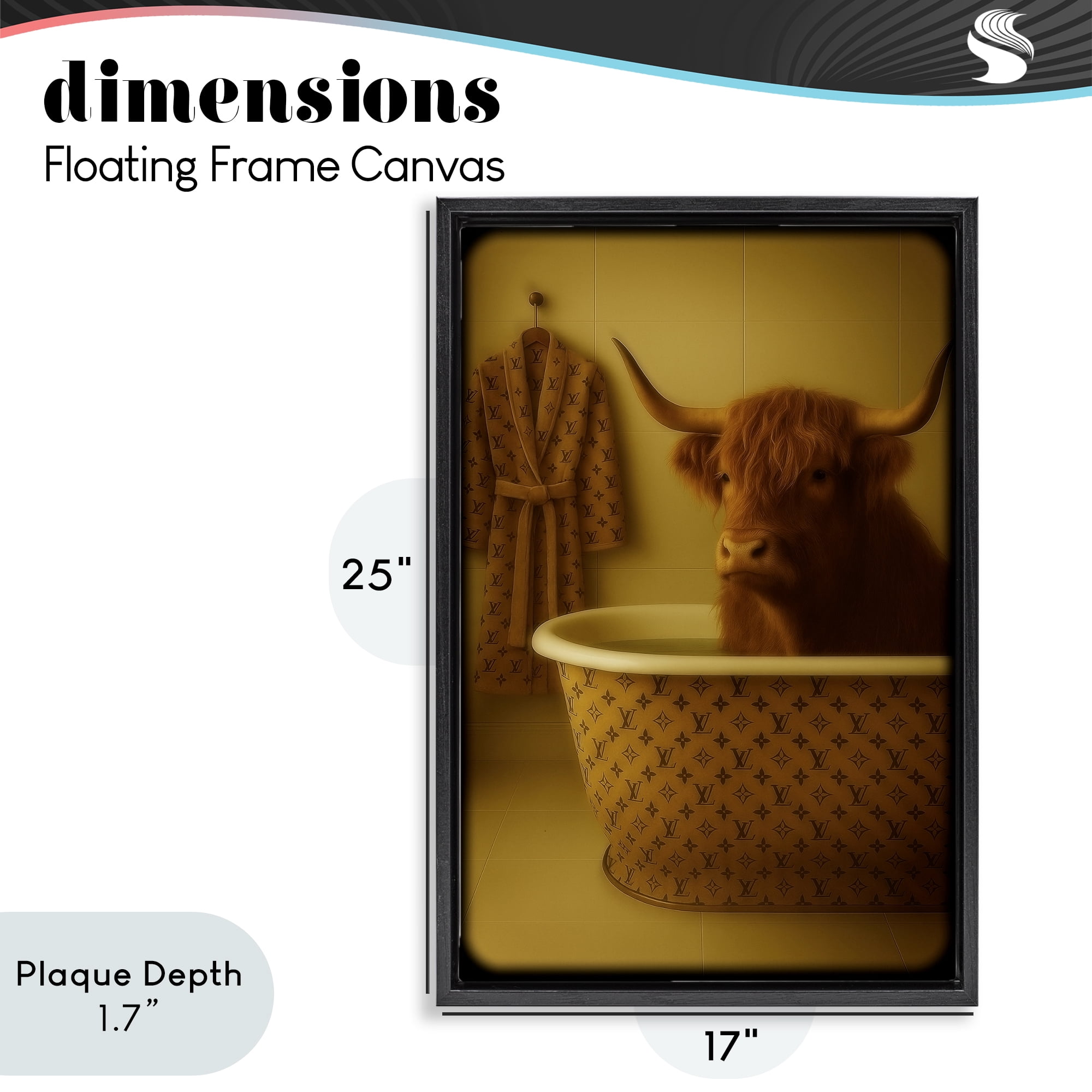 Stupell Industries Couture Highland in Luxury Tub Black Framed Floater Canvas Wall Art, design by Grotto Studios