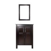 FULLWATT 24" Bathroom Vanity Standing Pedestal Cabinet with Mirror Combo,Black