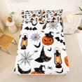 thumbnail image 3 of Manfei Spooky Halloween Bat Bed Sheets for Kids Teens, Gothic Witch Hat Pumpkin Print Full Size Sheets, 4pcs, 1 Flat Sheet, 1 Fitted Sheet and 2 Pillowcases, 3 of 6