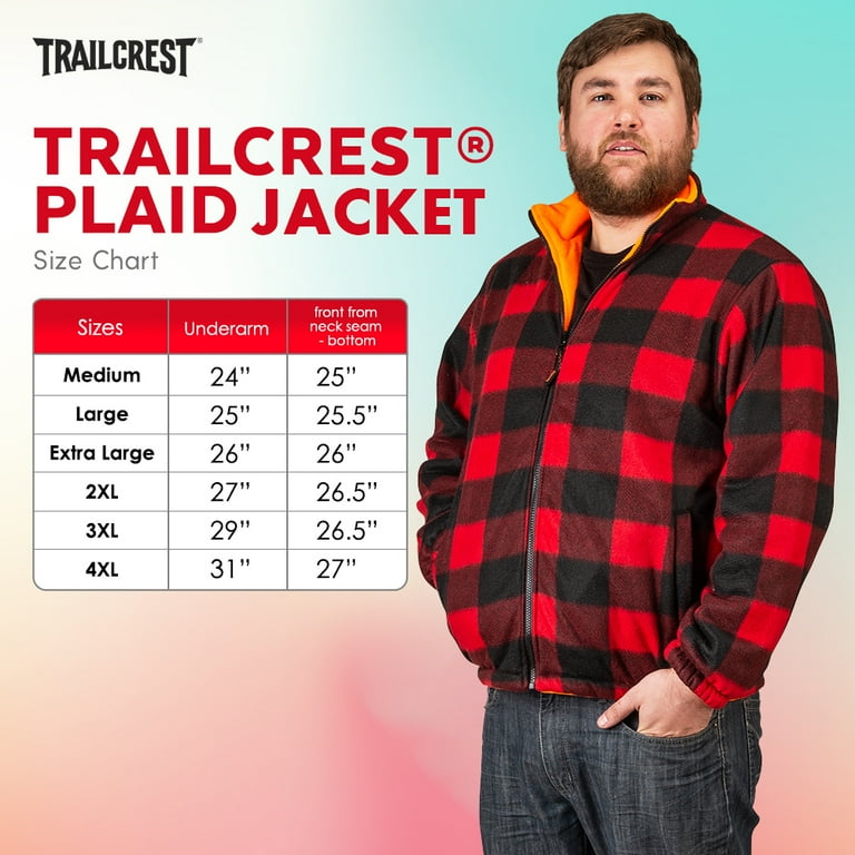 TrailCrest Men's Buffalo Red Plaid & Safety Orange Reversible