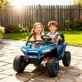 thumbnail image 2 of Qaba 2 Seater 24V 7AH Ride on Truck w/ Spring Suspension, Remote, Blue, 2 of 10
