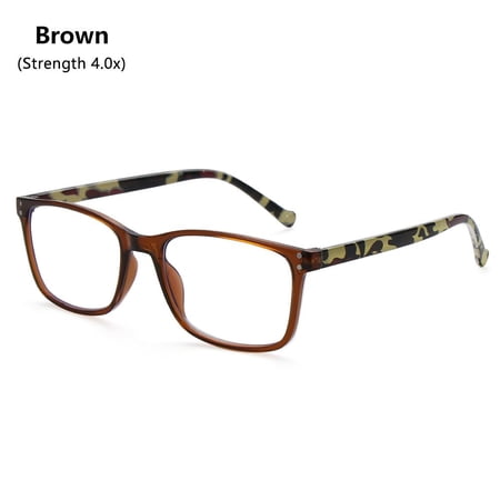 Stylish Anti Eyestrain Spring Hinge Print Design Computer Eyeglasses Blue Light Blocking Reading Glasses Readers BROWN STRENGTH 4.0X