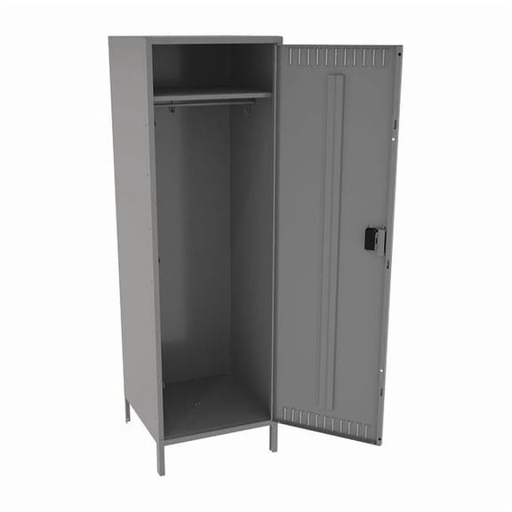 Wardrobe Locker, 24 in W, 24 in D, 78 in H, (1) Tier, (1) Wide, Medium Gray