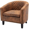 thumbnail image 3 of Barrel Accent Chair with Arms Pu Leather Club Chairs with Nailheads and Solid Wood Legs Side Chairs Upholstered Chair for Living Room, 3 of 8