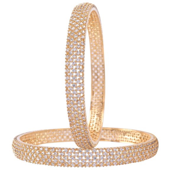 Ratnavali Jewels CZ Zirconia Sleek Designer Bracelet Bollywood Wedding Bangle Jewelry Women