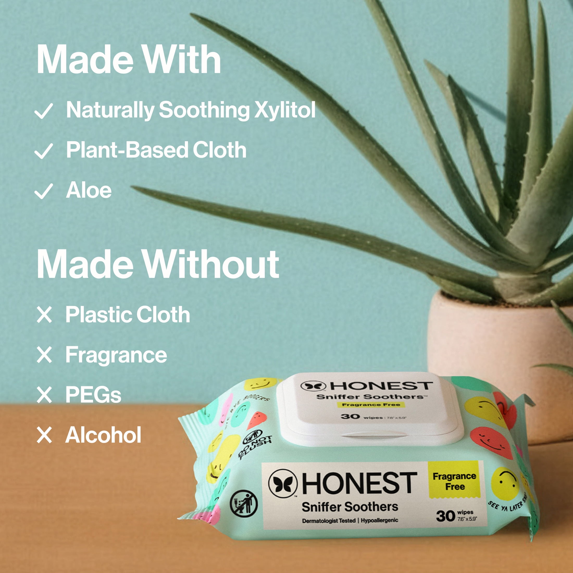 The Honest Company Sniffer Soothers Nose and Face Wipes 60 Count