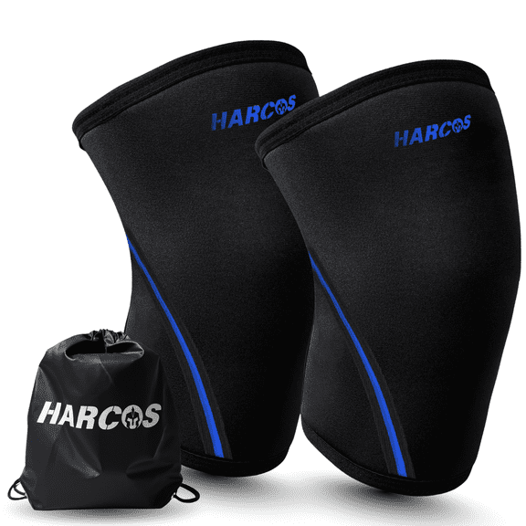 HARCOS 7mm Neoprene Compression Knee Sleeves  Gym Bag -USPA Approved for Weightlifting, CrossFit, Squats, Running, Knee Brace for Pain Relief, Powerlifting, Gym Support & Injury Recover