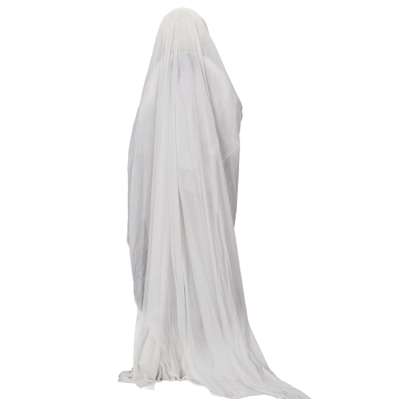 4.3FT Animatronics Ghost with Trident Sound-Activated Green LED for Halloween Haunted House Yard