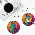 thumbnail image 4 of Honeii Vibrant Parrot Splash Art Print Leather Coaster Set of 4, Ideal for Safeguarding Your Furniture from Drinks Spills and Effortless Cleanup-Round Shape, 4 of 6