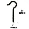 thumbnail image 6 of (4 pack) DuraSteel Screw Hook, 1/4" x 4.25", Black, Steel, Outdoor Screw Hook, 60 lbs., 1 Piece, 6 of 8