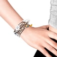 thumbnail image 2 of Chic White Daisy Floral Mix Stone Genuine Leather Lariat Wrap Necklace, 2 of 6