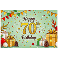 thumbnail image 3 of Happy 70th Birthday Background Banner with Fall Leaves Stars and Gift Boxes Party Supplies for Birthday Party Photography Props Backdrop Decors, 3 of 8