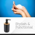 thumbnail image 5 of Black Soap and Lotion Pump Dispenser Padang with Bamboo Top - 10 fl oz - Perfect for Kitchen and Bathroom Countertops, 5 of 8