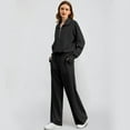 thumbnail image 3 of Scacto Women's 2 Piece Outfits Lounge Hoodie Set Oversized Half Zip Pullover Sweatshirt Wide Leg Sweatpant Sweatsuit Tracksuit with Pockets, 3 of 7