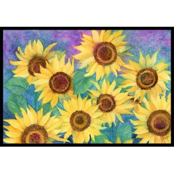 Sunflowers & Purple Indoor or Outdoor Mat, 24 x 36