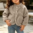 thumbnail image 4 of Samdudou Toddler Girls Fleece Jackets Fuzzy Sherpa Coats Button Down Fall Winter Warm Outerwear Kids Plush Stand Collar Layering Clothes Size 6M-3 Years, 4 of 7