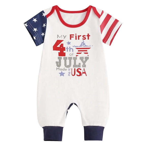 Newborn Baby Girl Clothes Cotton Bubble Romper for 0-3 Months Baby Newborn 4th Of July Outfit Baby Boy Girl Romper USA Bodysuit Fourth Of July Memorial Cute Summer Clothes