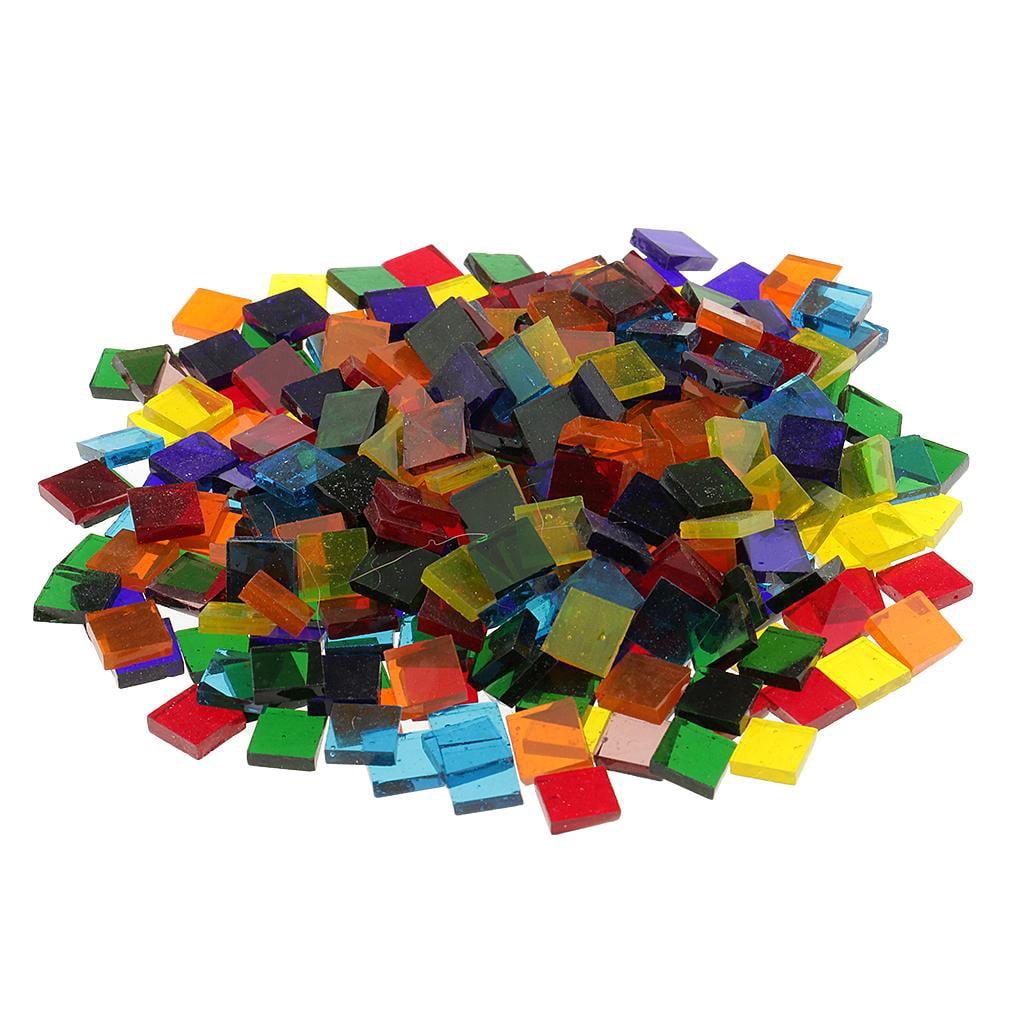 FVDPWYE 480 Shapes Glass Mosaic Tiles Tessera for crafts Multi Colors Mixed, 10mm x 10mm