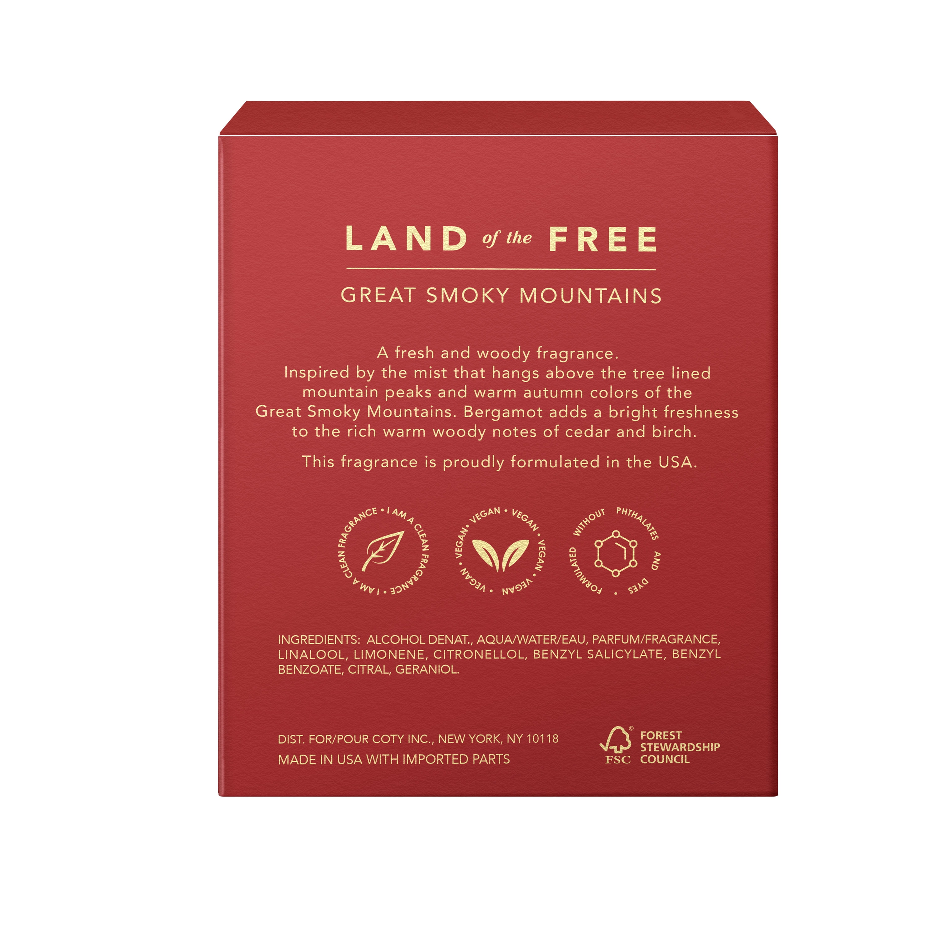 LAND of the FREE - Great Smoky Mountains, Clean Fragrance, 3.3 oz Unisex